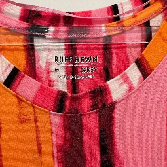Ruff Hewn Pink Orange Stripe Long Tank Top T Shirt - Picture 2 of 9